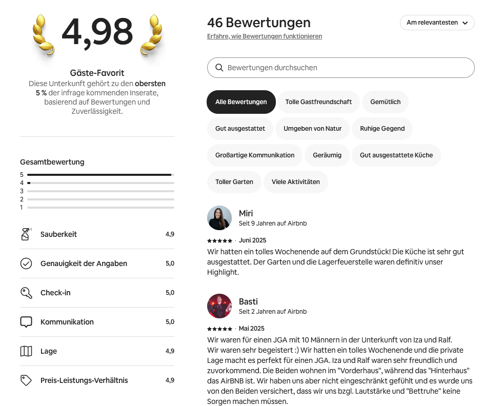 Superhost airbnb Ferienhaus ringgau
